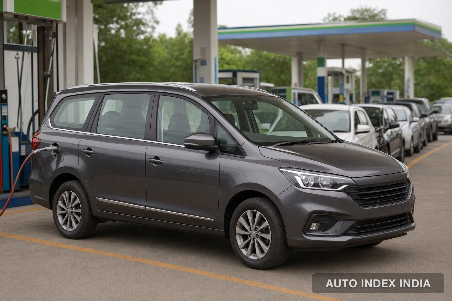 An MPV at a CNG filling station